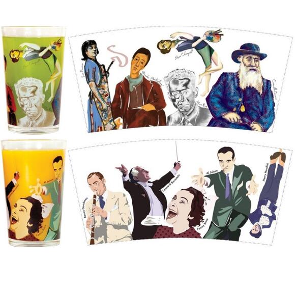 Set of 2 Unemployed Philosophers Guild - Jews Glasses - Novelty Glasses, Artists - Picture 1 of 9
